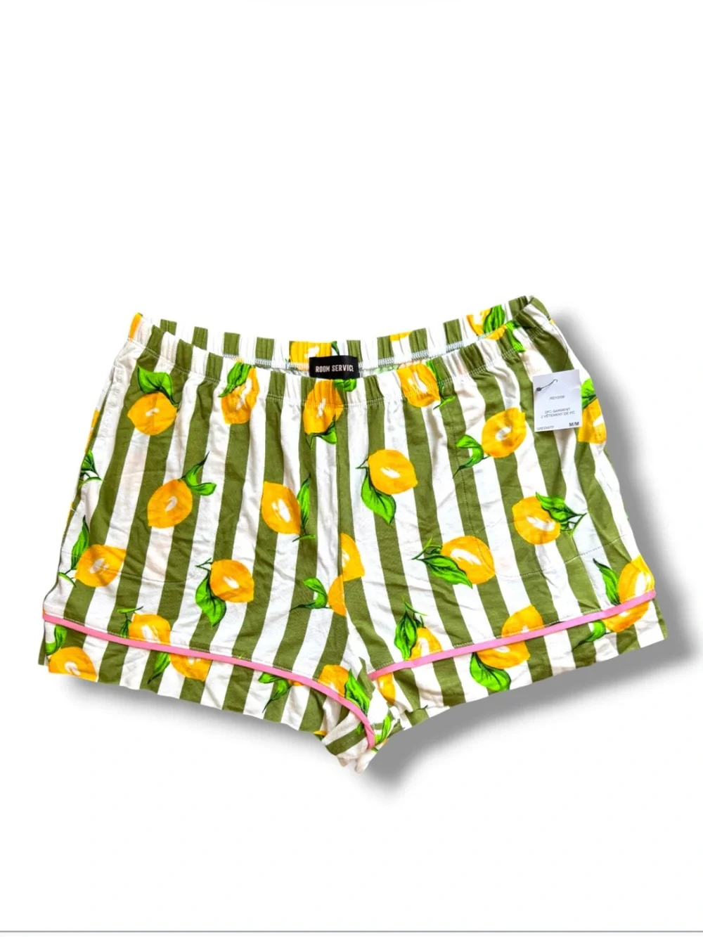 Room Service Lemon Stripe Pajama Set - Green & Yellow